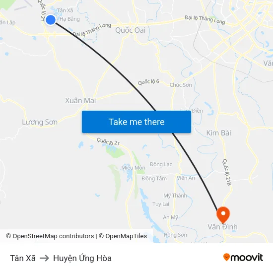 Tân Xã to Huyện Ứng Hòa map