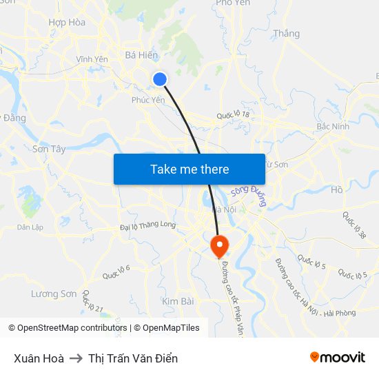 Xuân Hoà to Thị Trấn Văn Điển map