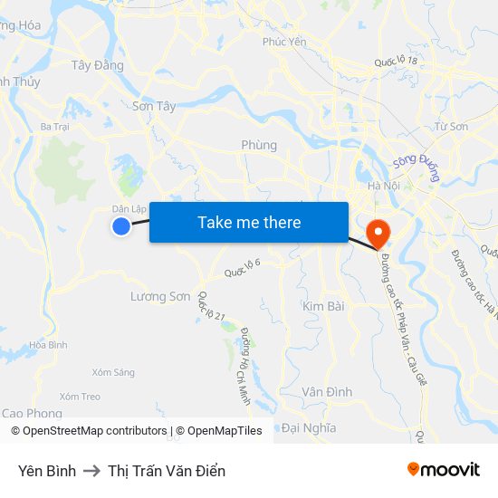 Yên Bình to Thị Trấn Văn Điển map