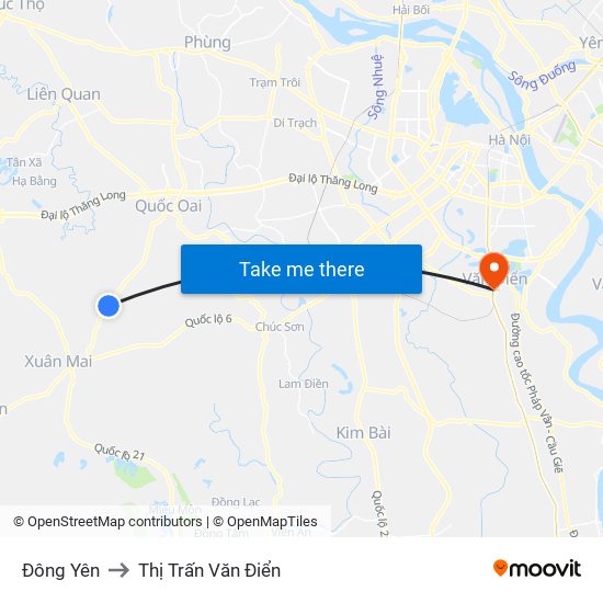 Đông Yên to Thị Trấn Văn Điển map