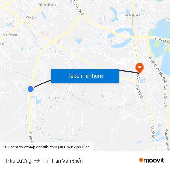 Phú Lương to Thị Trấn Văn Điển map