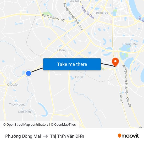 Phường Đồng Mai to Thị Trấn Văn Điển map