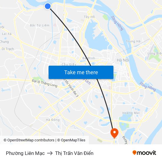 Phường Liên Mạc to Thị Trấn Văn Điển map