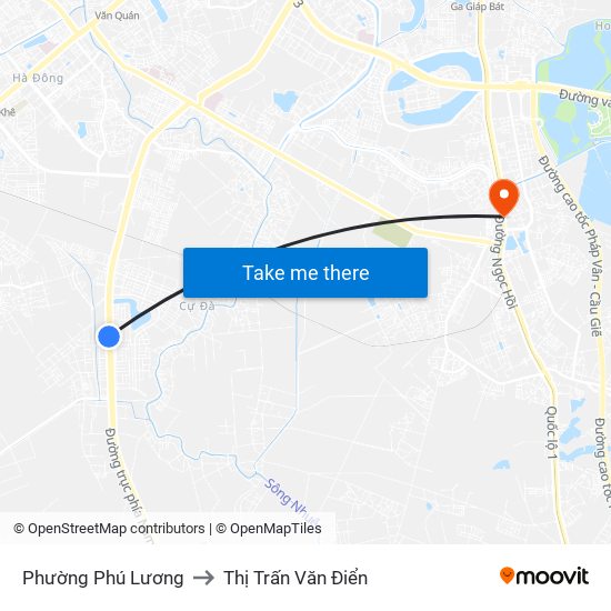 Phường Phú Lương to Thị Trấn Văn Điển map