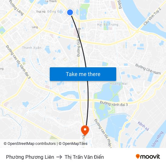 Phường Phương Liên to Thị Trấn Văn Điển map