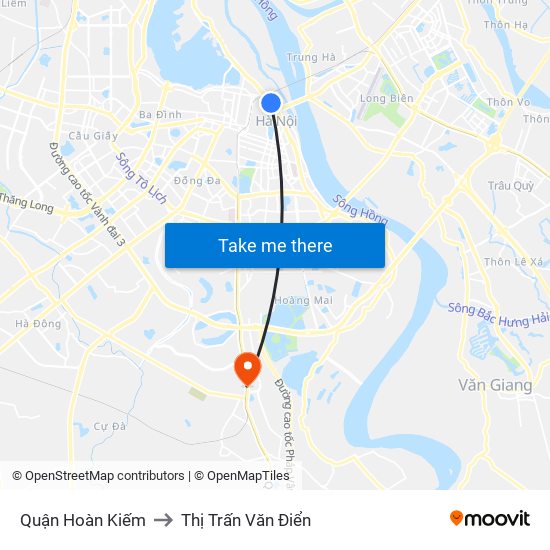 Quận Hoàn Kiếm to Thị Trấn Văn Điển map