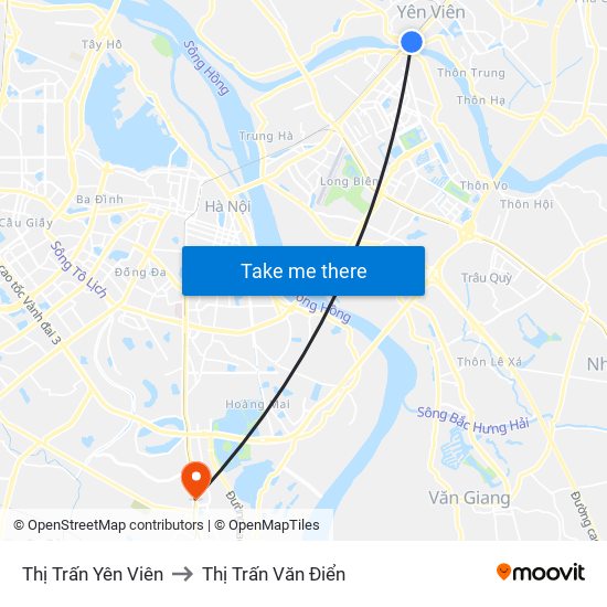 Thị Trấn Yên Viên to Thị Trấn Văn Điển map