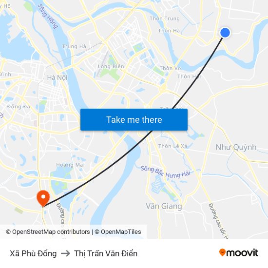 Xã Phù Đổng to Thị Trấn Văn Điển map