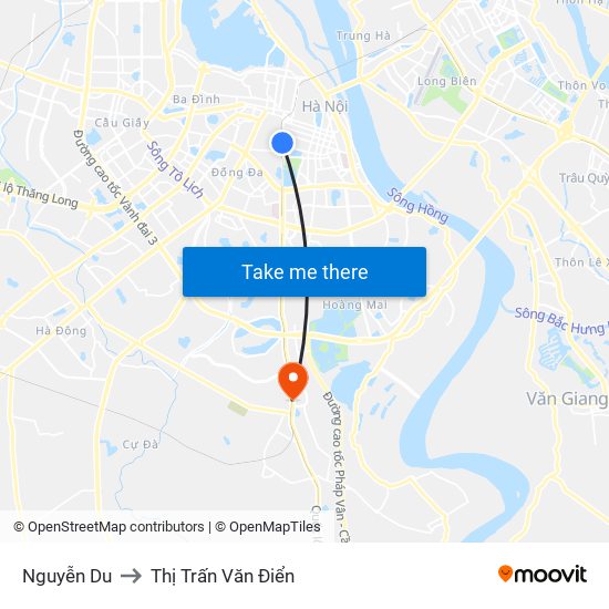 Nguyễn Du to Thị Trấn Văn Điển map