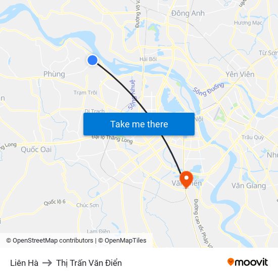 Liên Hà to Thị Trấn Văn Điển map