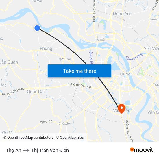 Thọ An to Thị Trấn Văn Điển map