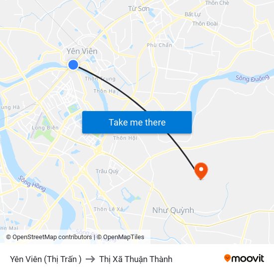 Yên Viên (Thị Trấn ) to Thị Xã Thuận Thành map