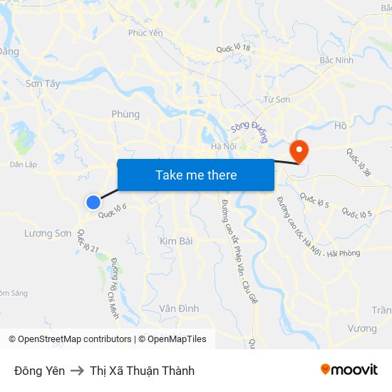 Đông Yên to Thị Xã Thuận Thành map