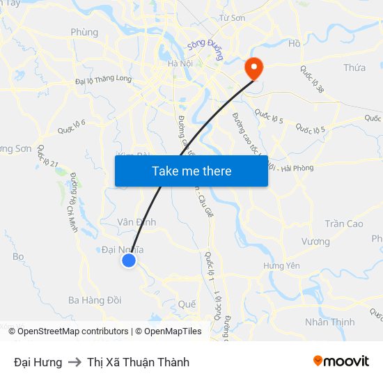 Đại Hưng to Thị Xã Thuận Thành map