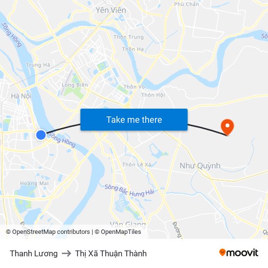 Thanh Lương to Thị Xã Thuận Thành map