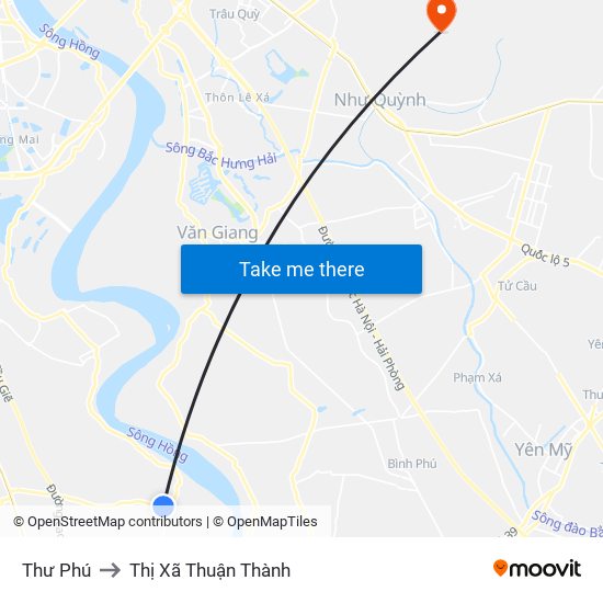 Thư Phú to Thị Xã Thuận Thành map