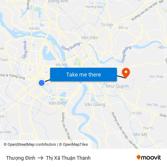 Thượng Đình to Thị Xã Thuận Thành map
