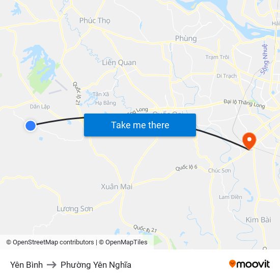 Yên Bình to Phường Yên Nghĩa map