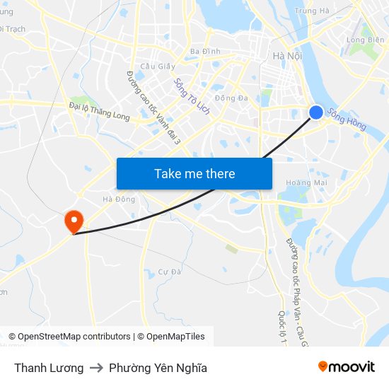 Thanh Lương to Phường Yên Nghĩa map