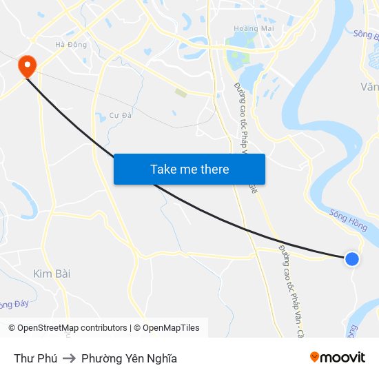 Thư Phú to Phường Yên Nghĩa map