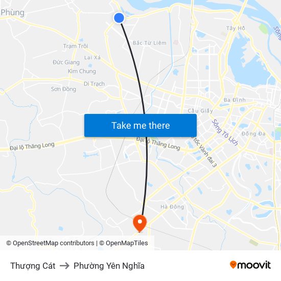 Thượng Cát to Phường Yên Nghĩa map