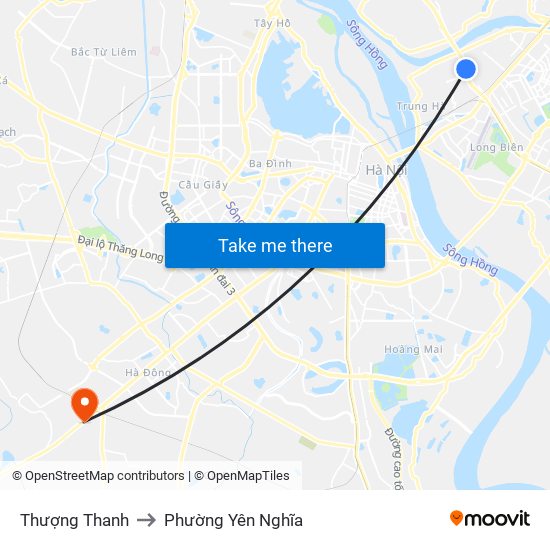 Thượng Thanh to Phường Yên Nghĩa map