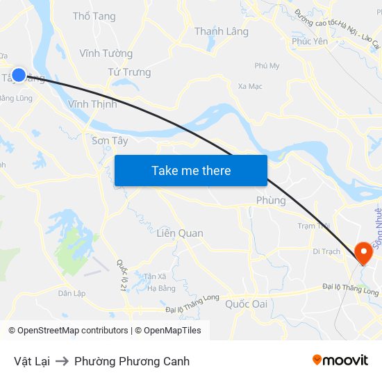 Vật Lại to Phường Phương Canh map