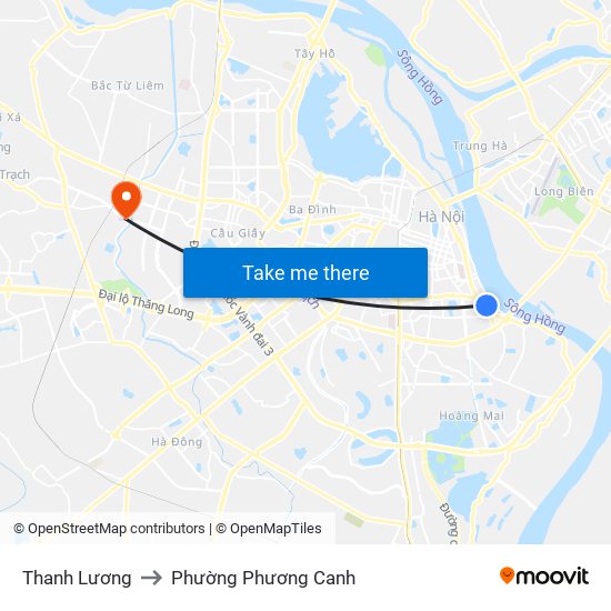 Thanh Lương to Phường Phương Canh map