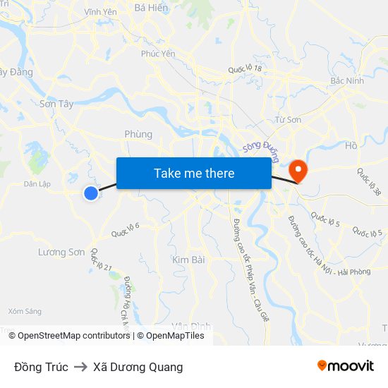 Đồng Trúc to Xã Dương Quang map