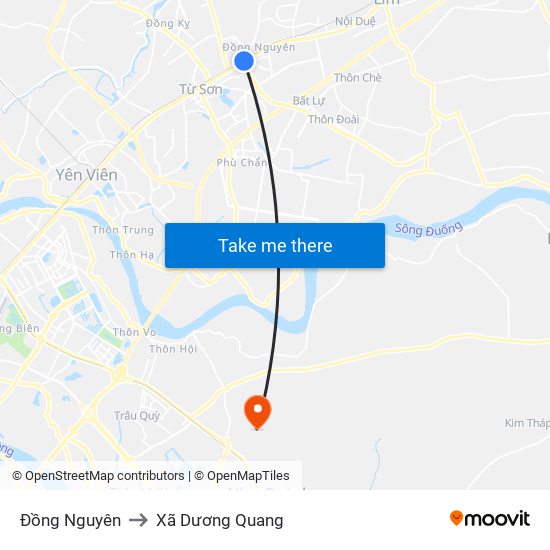 Đồng Nguyên to Xã Dương Quang map