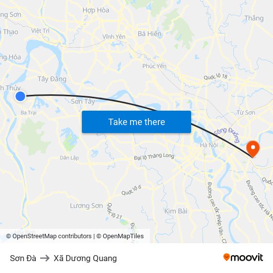 Sơn Đà to Xã Dương Quang map