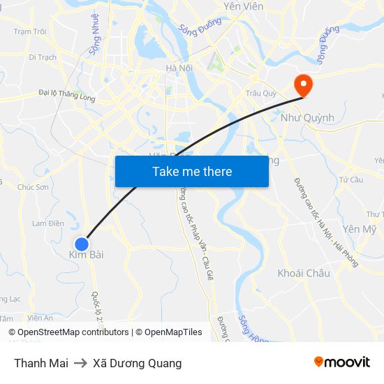 Thanh Mai to Xã Dương Quang map