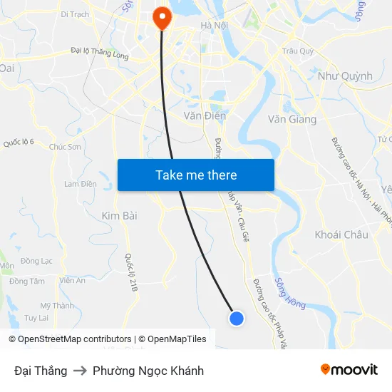 Đại Thắng to Phường Ngọc Khánh map