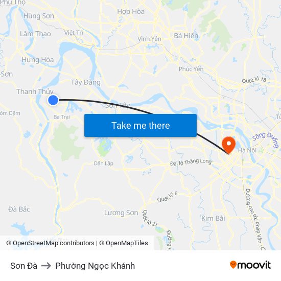 Sơn Đà to Phường Ngọc Khánh map