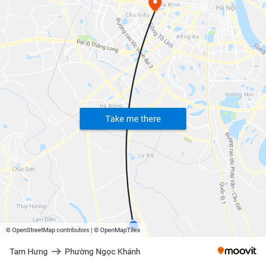 Tam Hưng to Phường Ngọc Khánh map