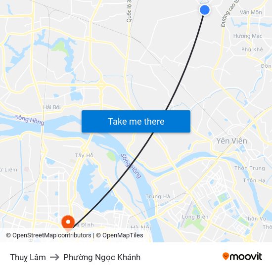 Thuỵ Lâm to Phường Ngọc Khánh map