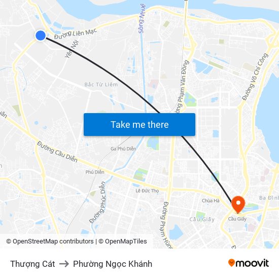Thượng Cát to Phường Ngọc Khánh map
