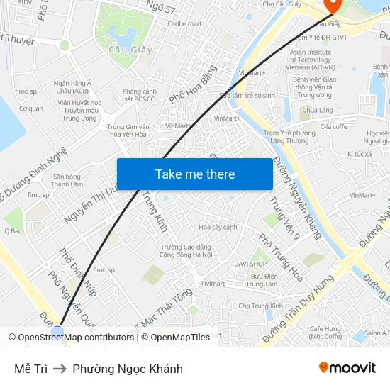 Mễ Trì to Phường Ngọc Khánh map