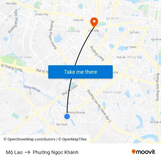 Mộ Lao to Phường Ngọc Khánh map