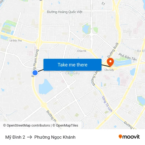 Mỹ Đình 2 to Phường Ngọc Khánh map
