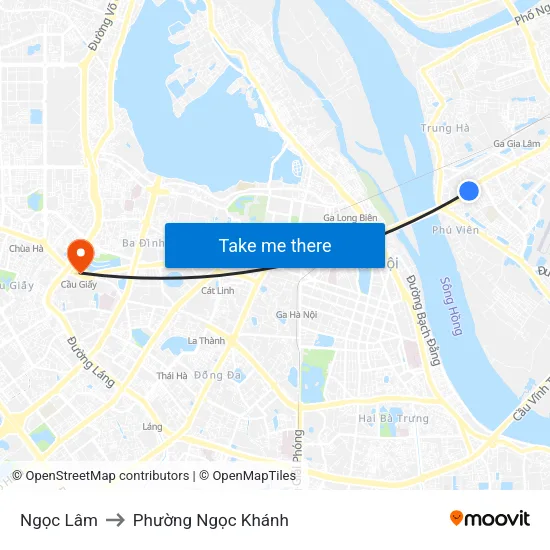 Ngọc Lâm to Phường Ngọc Khánh map