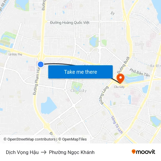Dịch Vọng Hậu to Phường Ngọc Khánh map