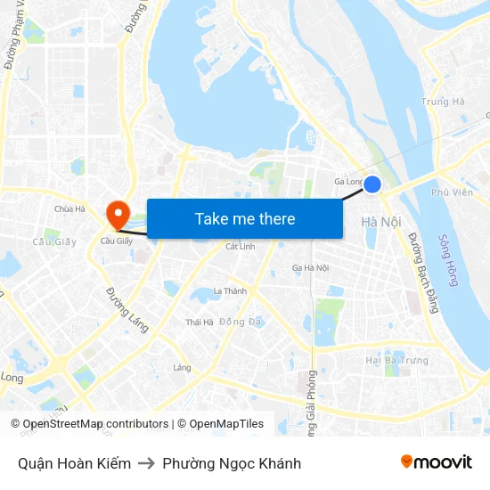 Quận Hoàn Kiếm to Phường Ngọc Khánh map