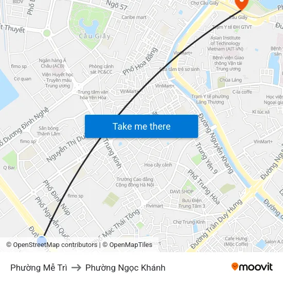 Phường Mễ Trì to Phường Ngọc Khánh map