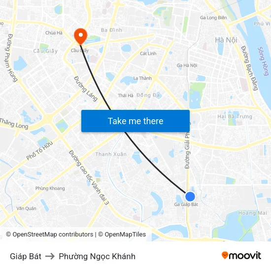 Giáp Bát to Phường Ngọc Khánh map