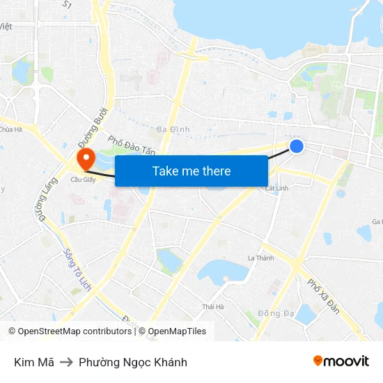 Kim Mã to Phường Ngọc Khánh map
