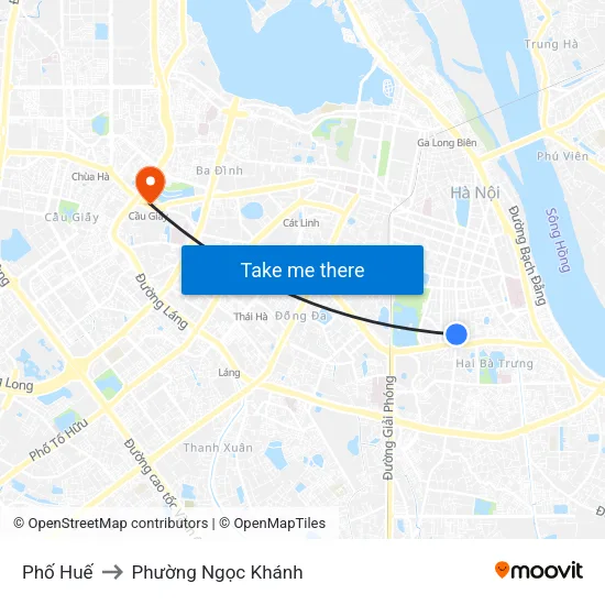 Phố Huế to Phường Ngọc Khánh map