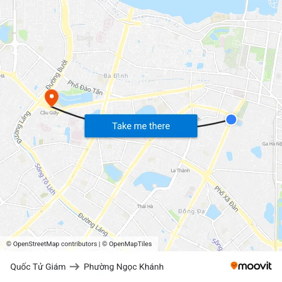 Quốc Tử Giám to Phường Ngọc Khánh map