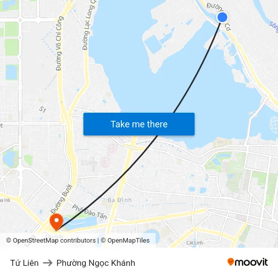 Tứ Liên to Phường Ngọc Khánh map