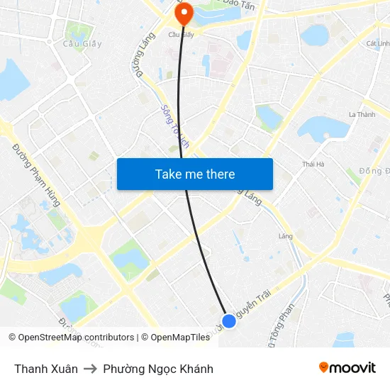 Thanh Xuân to Phường Ngọc Khánh map
